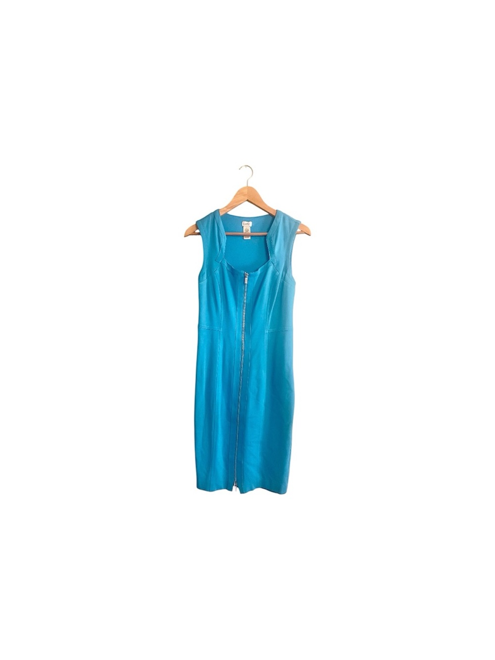 Cache Blue Sleeveless Front Zip Stretch Dress Size 0